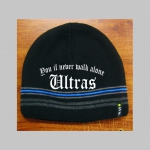 Ultras  - You il never walk alone čierna pletená čiapka stredne hrubá vo vnútri naviac zateplená, univerzálna veľkosť, materiálové zloženie 100% akryl